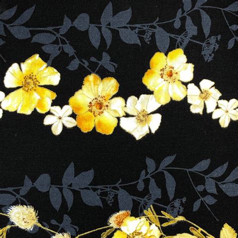 benartex kanvas natural beauty metallic wildflower vine black fabric|discontinued benartex fabric.